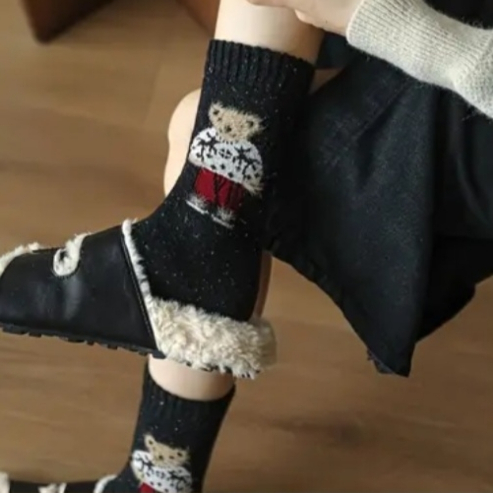Polo RL 3 Pairs Cozy Bear Patterned  Socks - 2 Grey and 1 Black - Picture 4 of 9